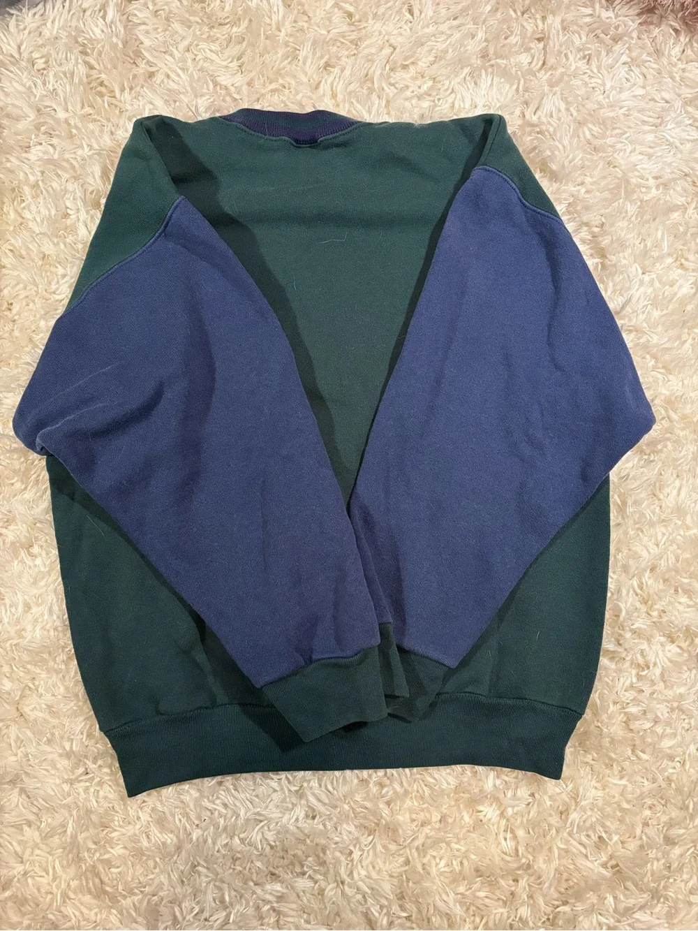 VTG 90’s Colorblock Green & Navy Crewneck Sweatshirt - Classic Logo-Medium